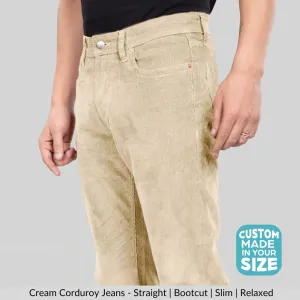 Cream Stretch Corduroy Jeans