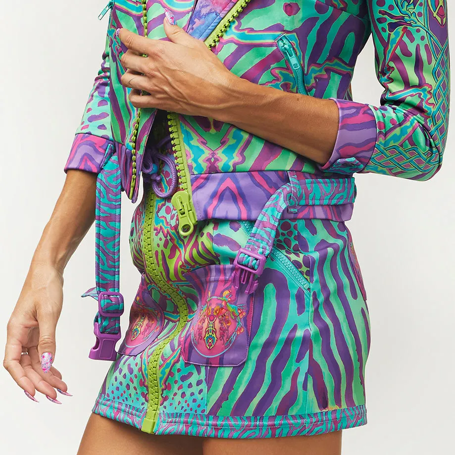 CRYPTIC FREQUENCY BIKER SKIRT