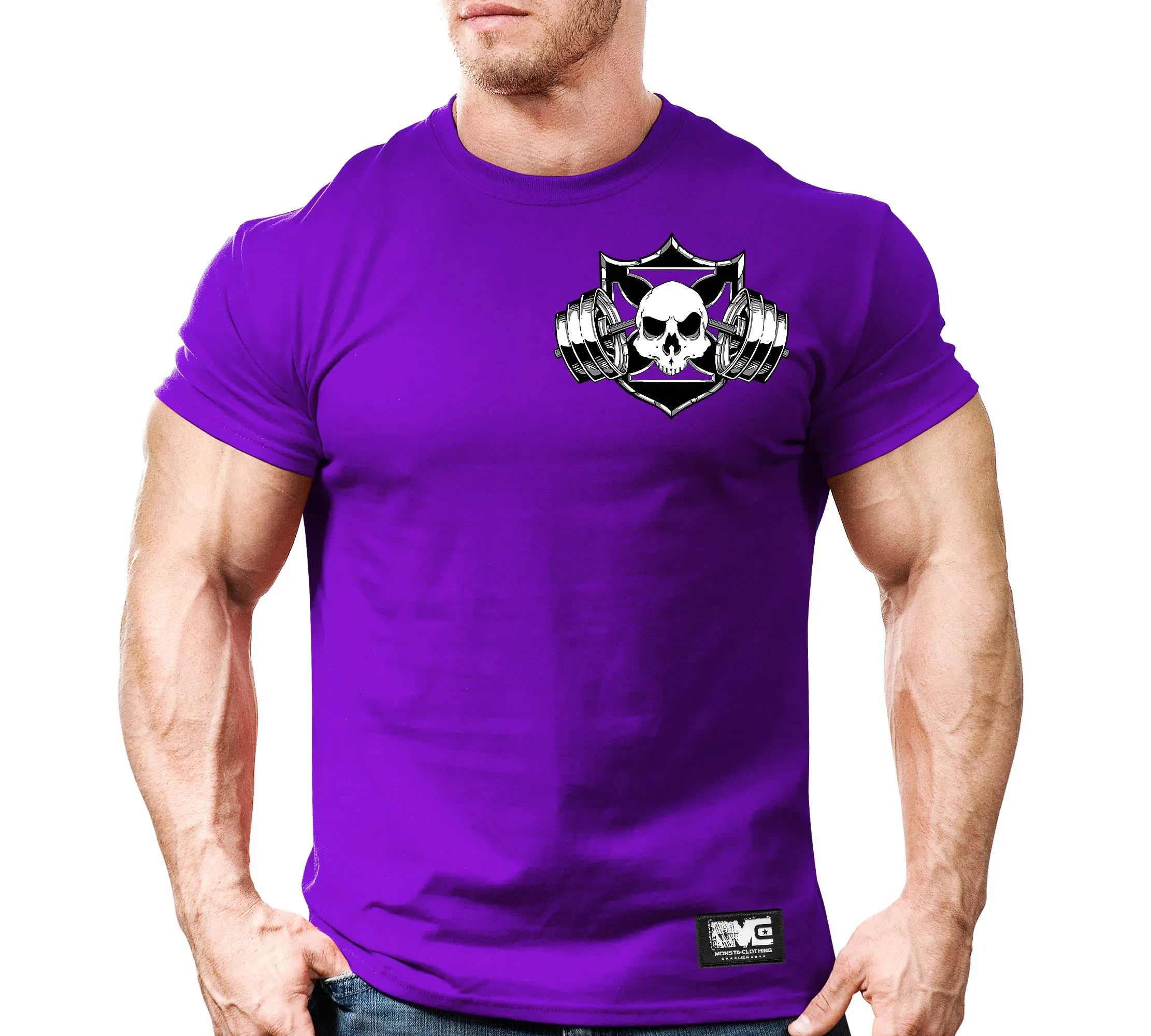 CSS: Skull-Shield-Barbell-BK-WT-GY-Left-65