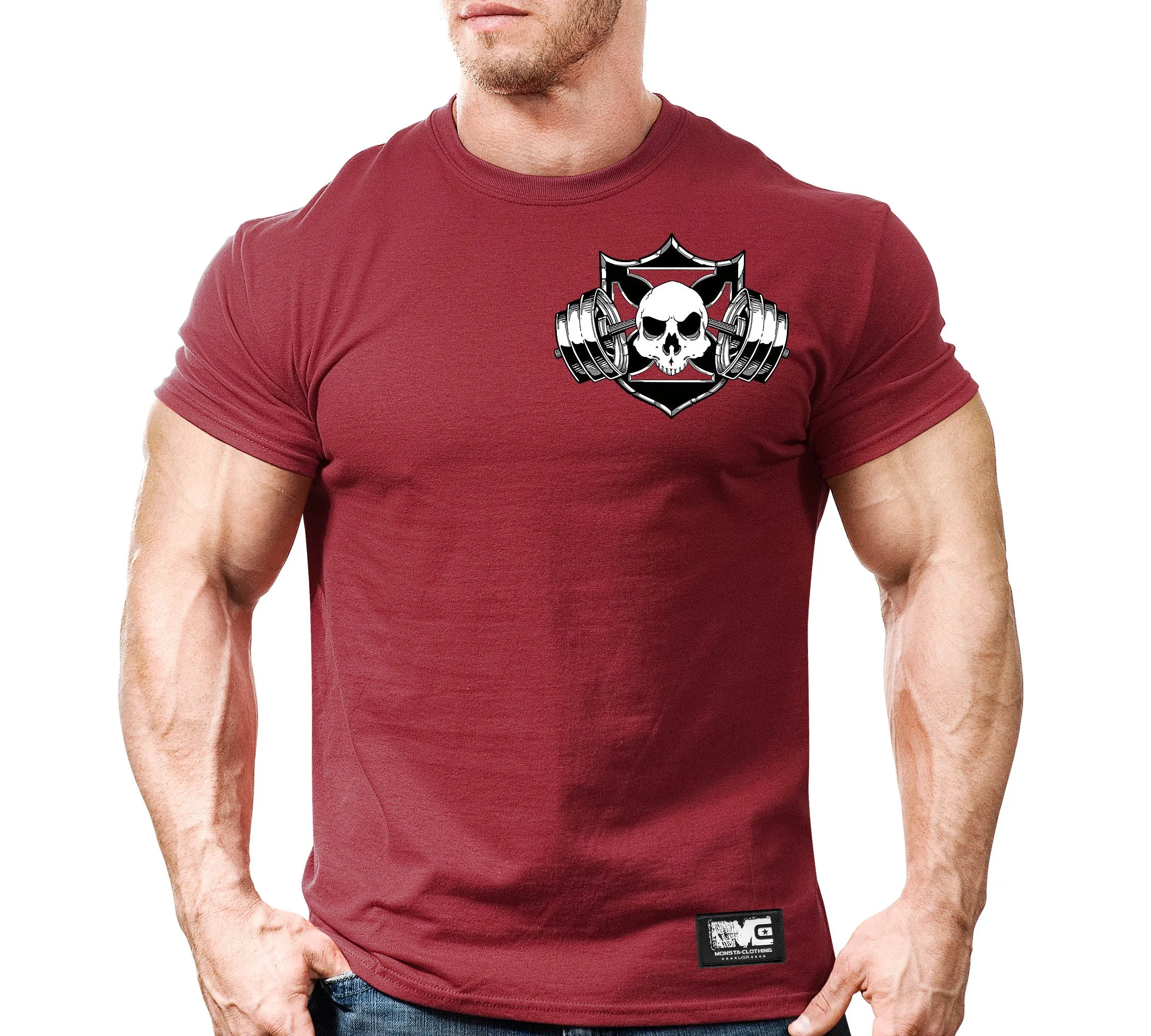 CSS: Skull-Shield-Barbell-BK-WT-GY-Left-65