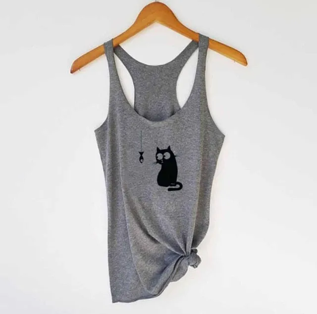 Cute Cat And Fish Top