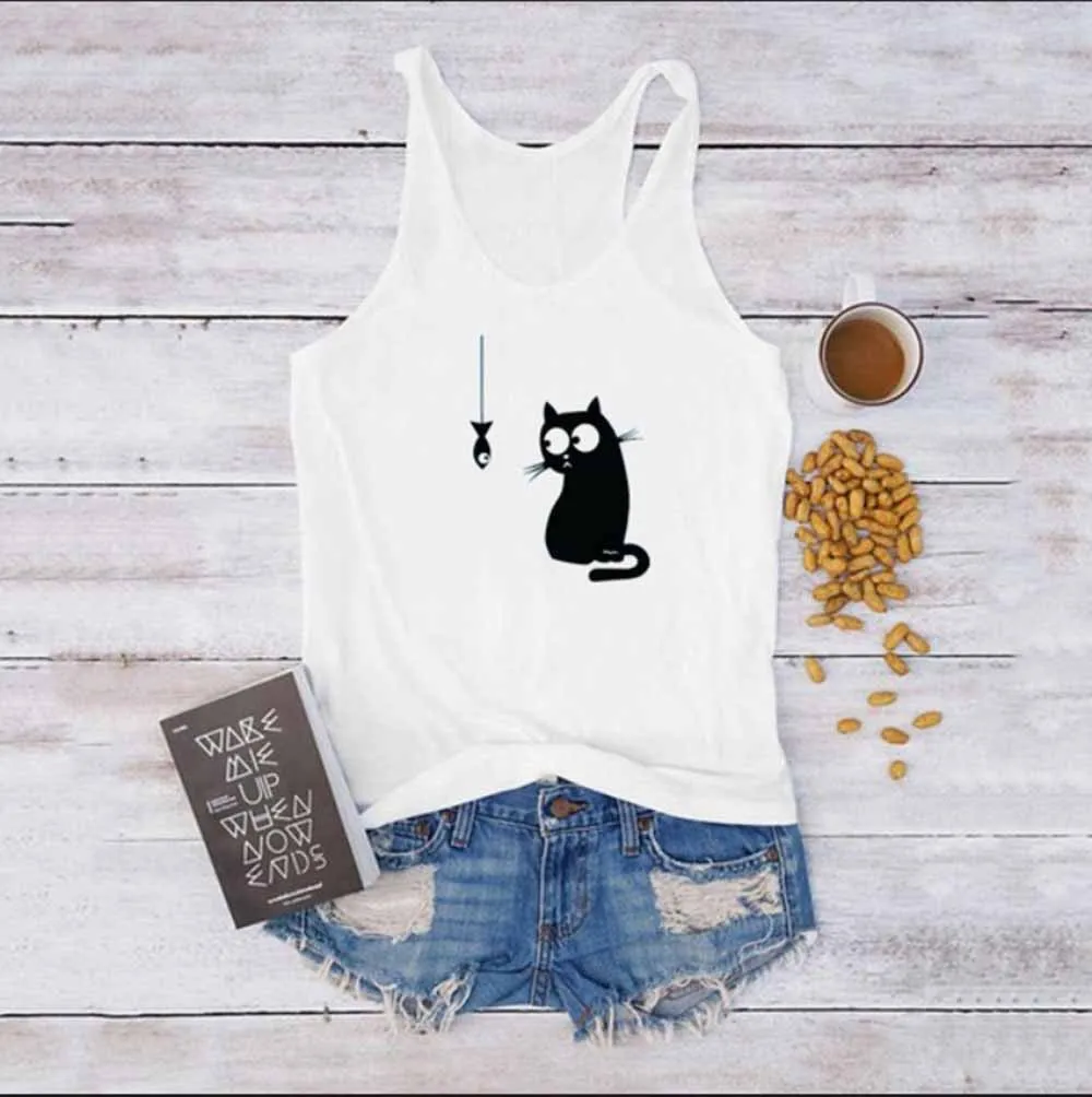 Cute Cat And Fish Top
