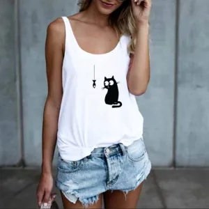 Cute Cat And Fish Top