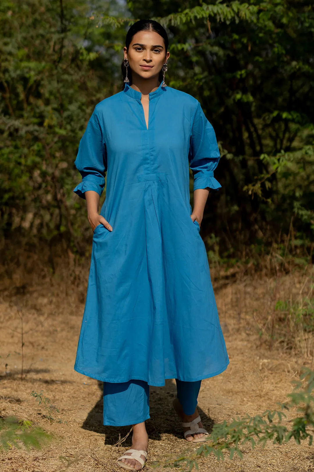 Cyan Blue Kurta Set