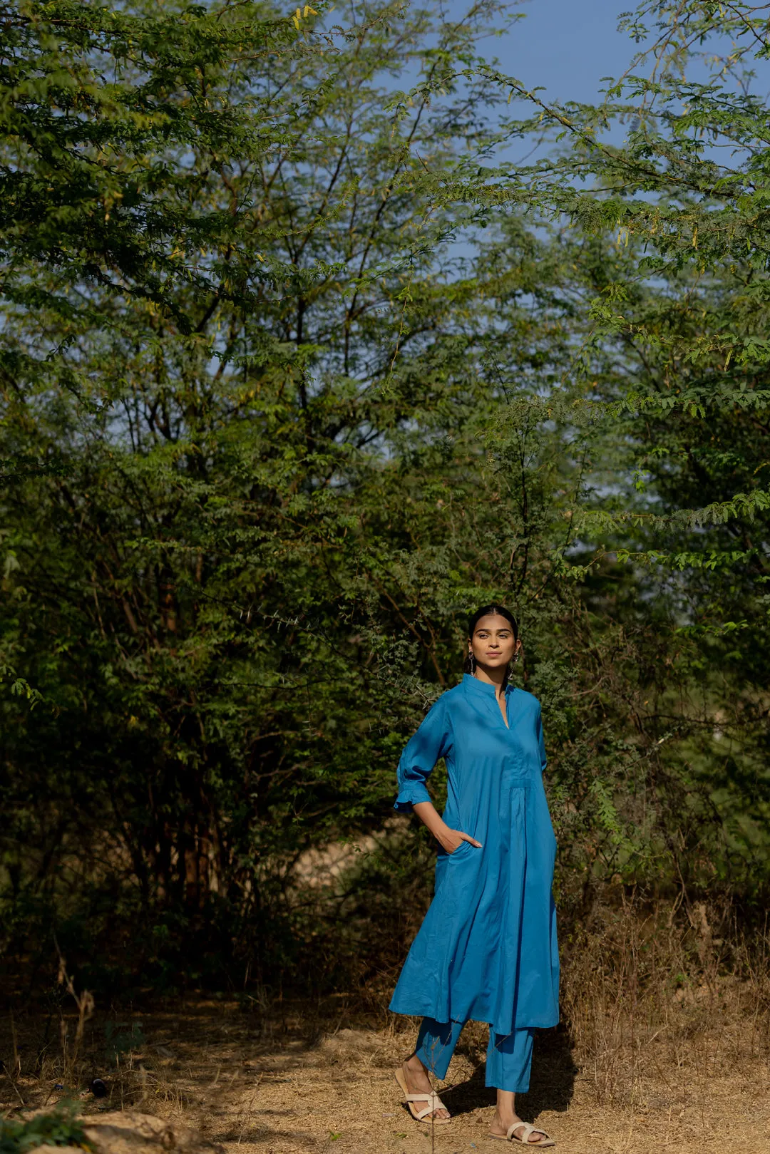 Cyan Blue Kurta Set