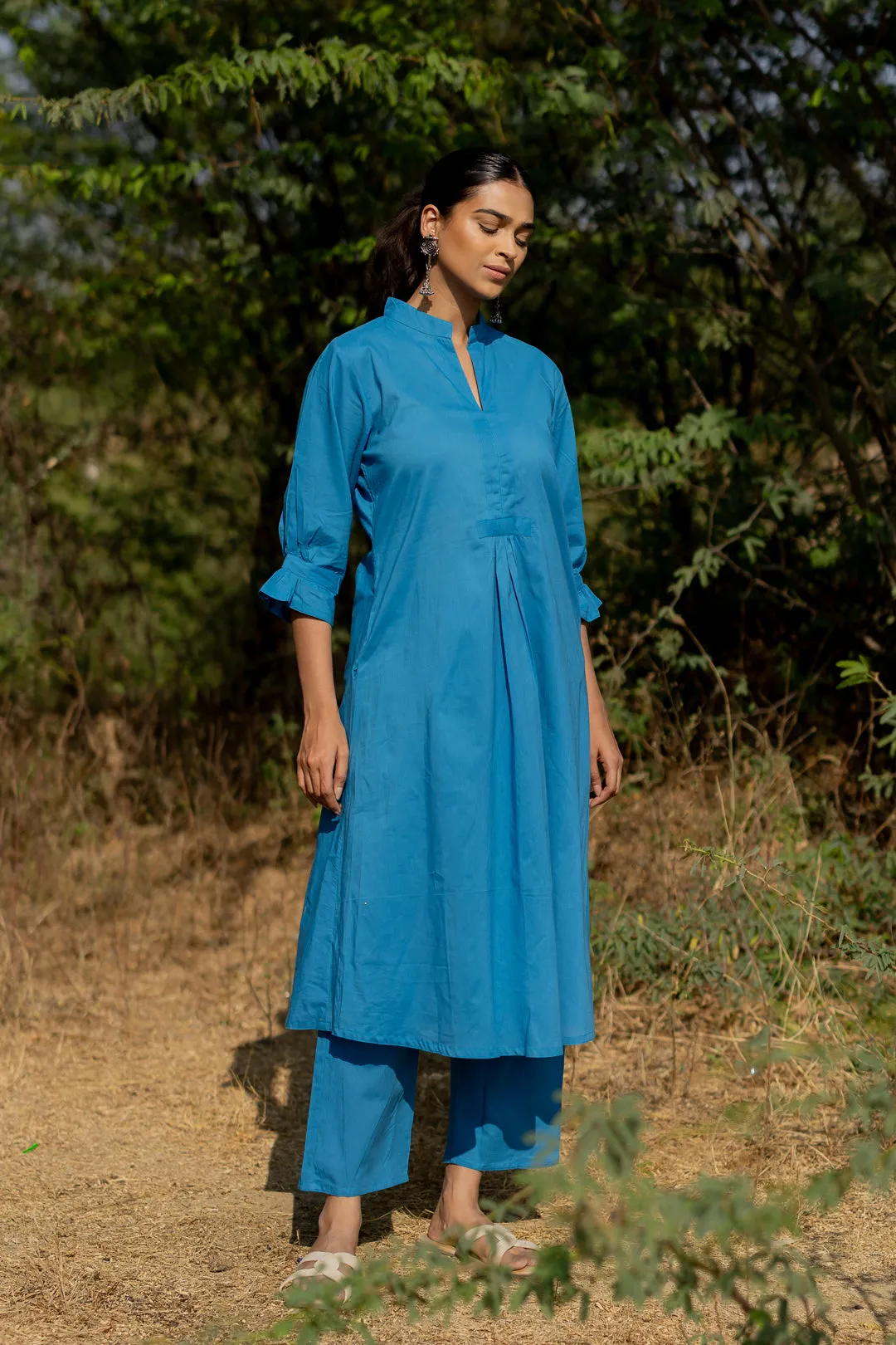 Cyan Blue Kurta Set