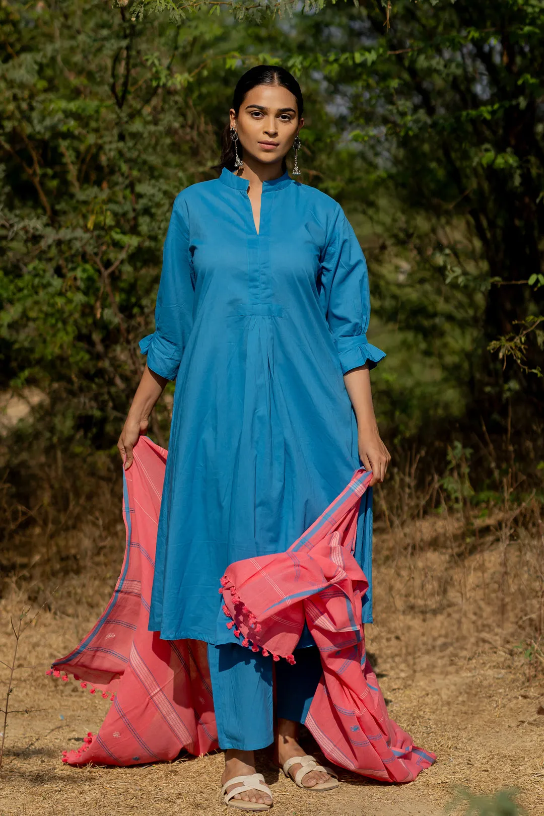 Cyan Blue Kurta Set