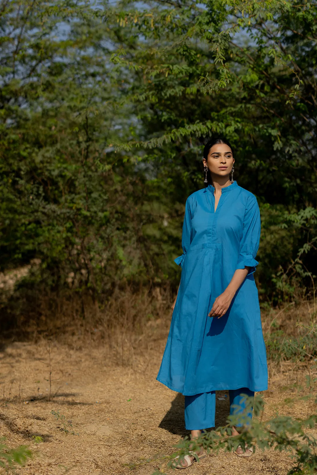Cyan Blue Kurta Set