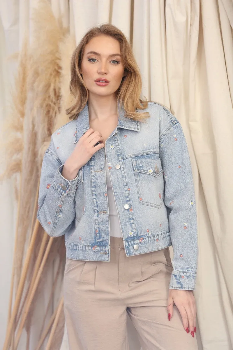 Daisy Embroidered Denim Jacket