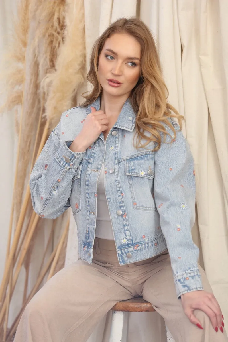 Daisy Embroidered Denim Jacket