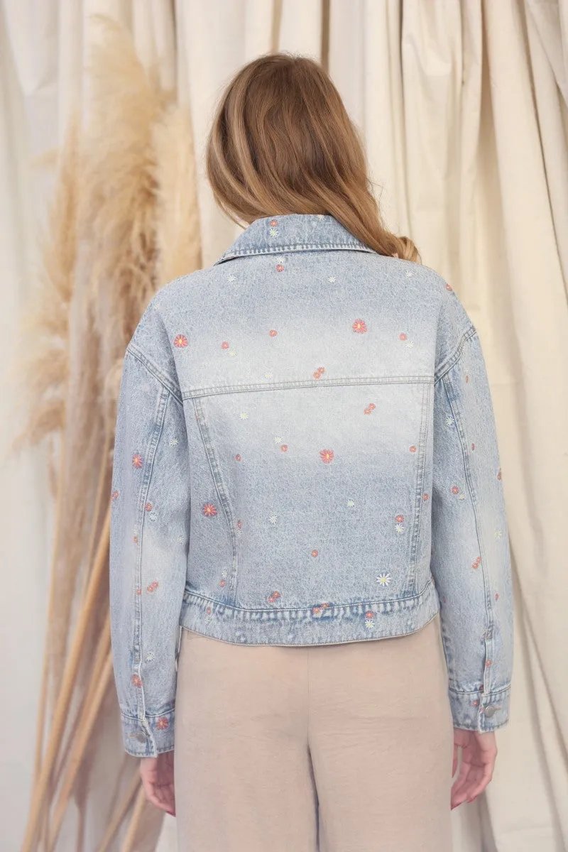 Daisy Embroidered Denim Jacket
