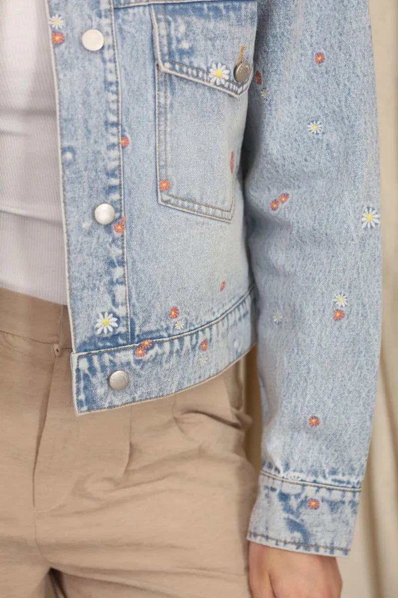 Daisy Embroidered Denim Jacket