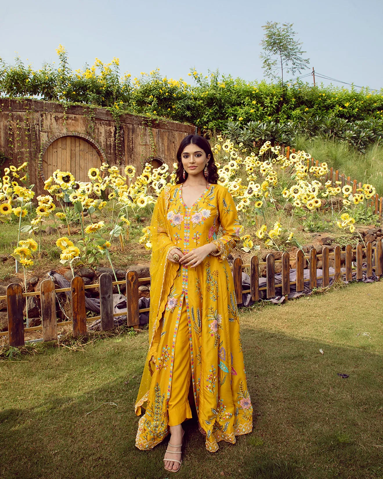 Dandelion Yellow Embellished Anarkali Gown
