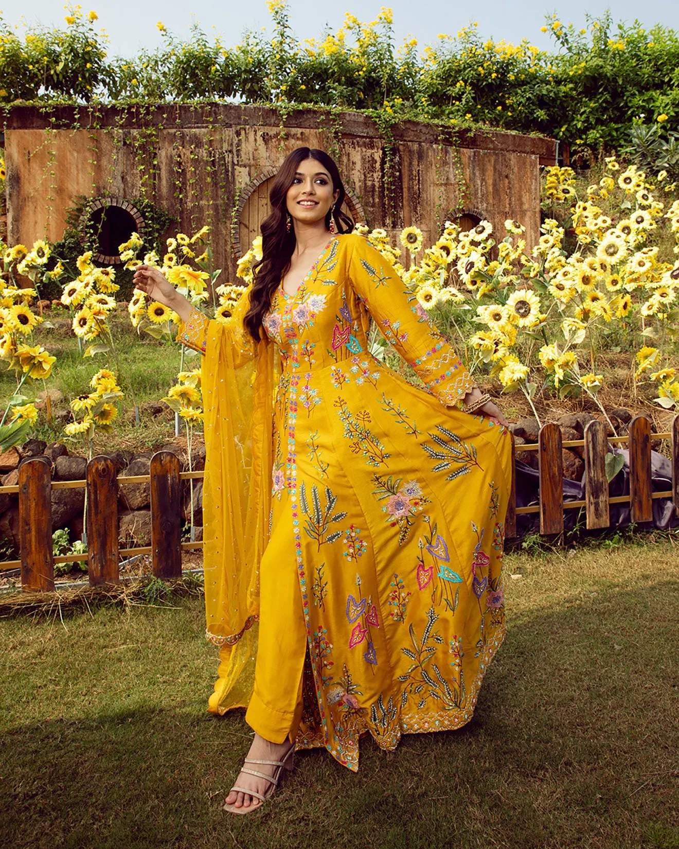 Dandelion Yellow Embellished Anarkali Gown