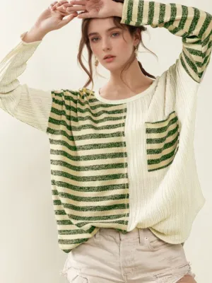 Danielle Striped Round Neck Long Sleeve Top