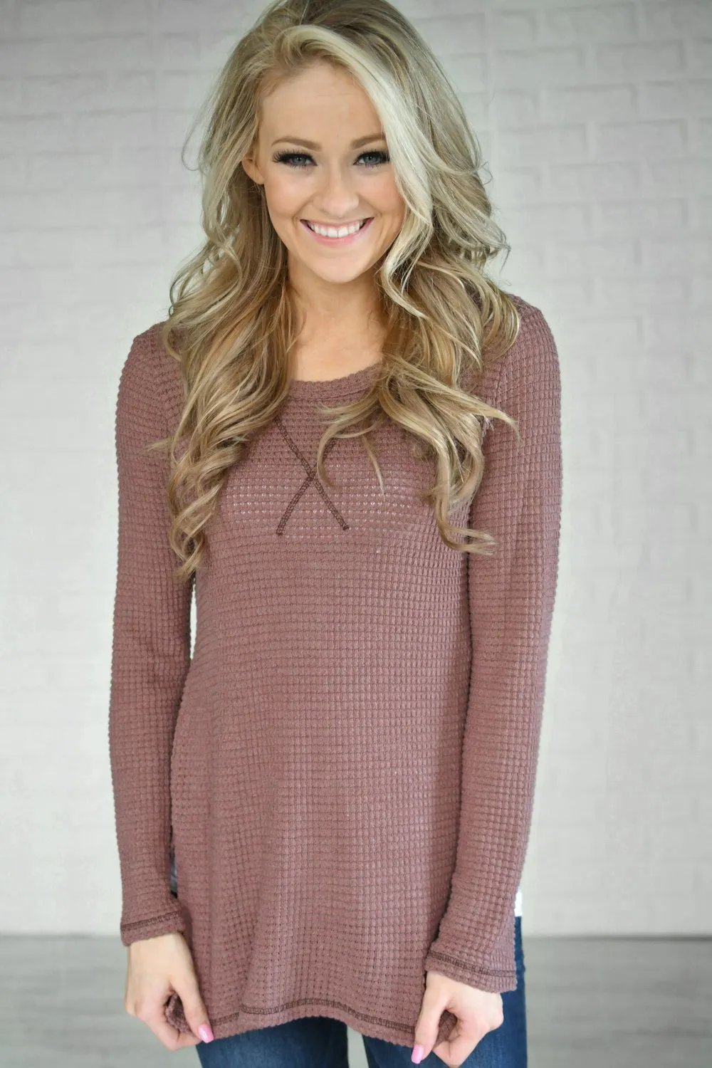 Deep Mauve Knit Thermal Top
