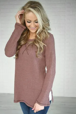 Deep Mauve Knit Thermal Top