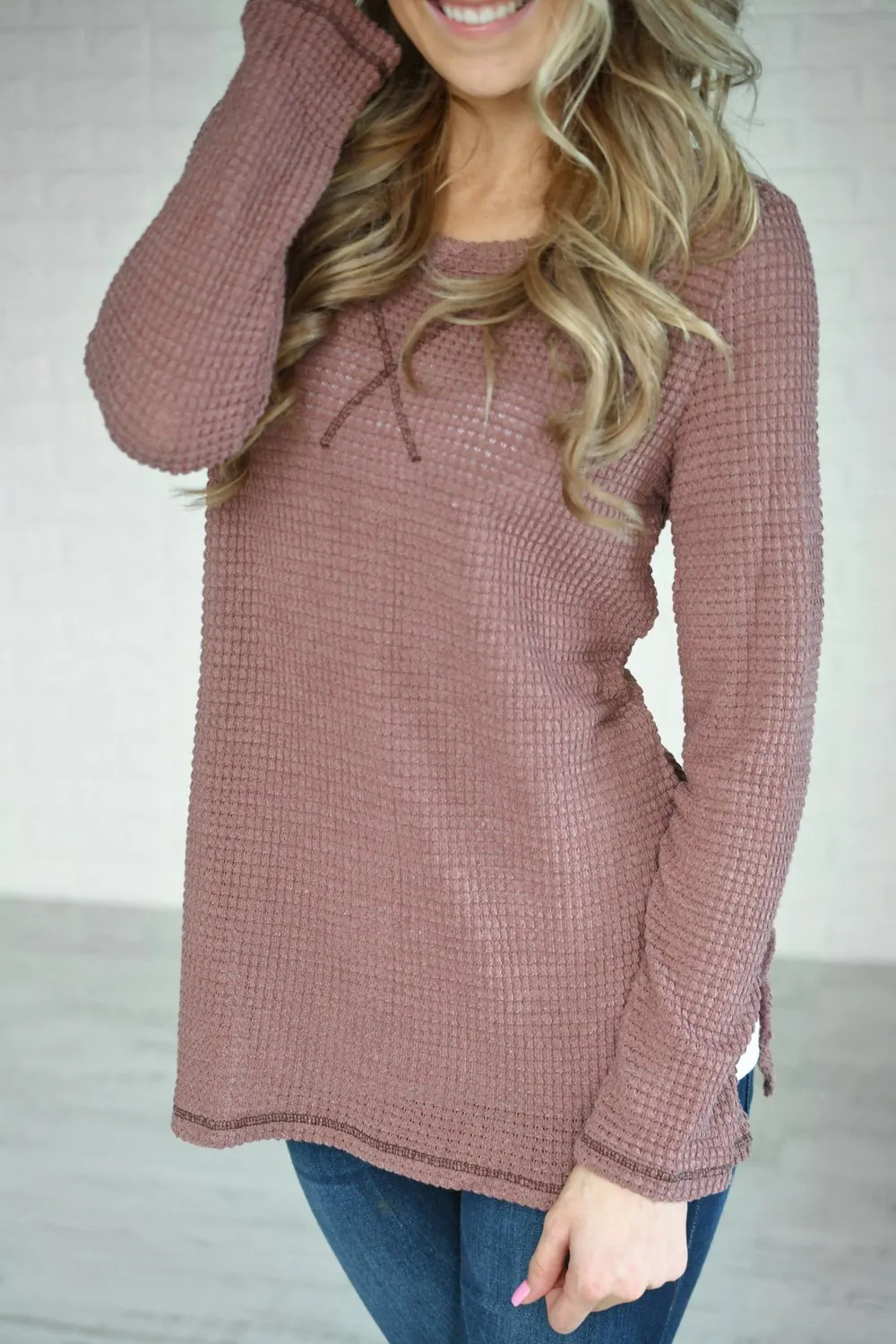 Deep Mauve Knit Thermal Top