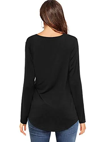 Deep V Neck Casual Loose T-Shirt for Women