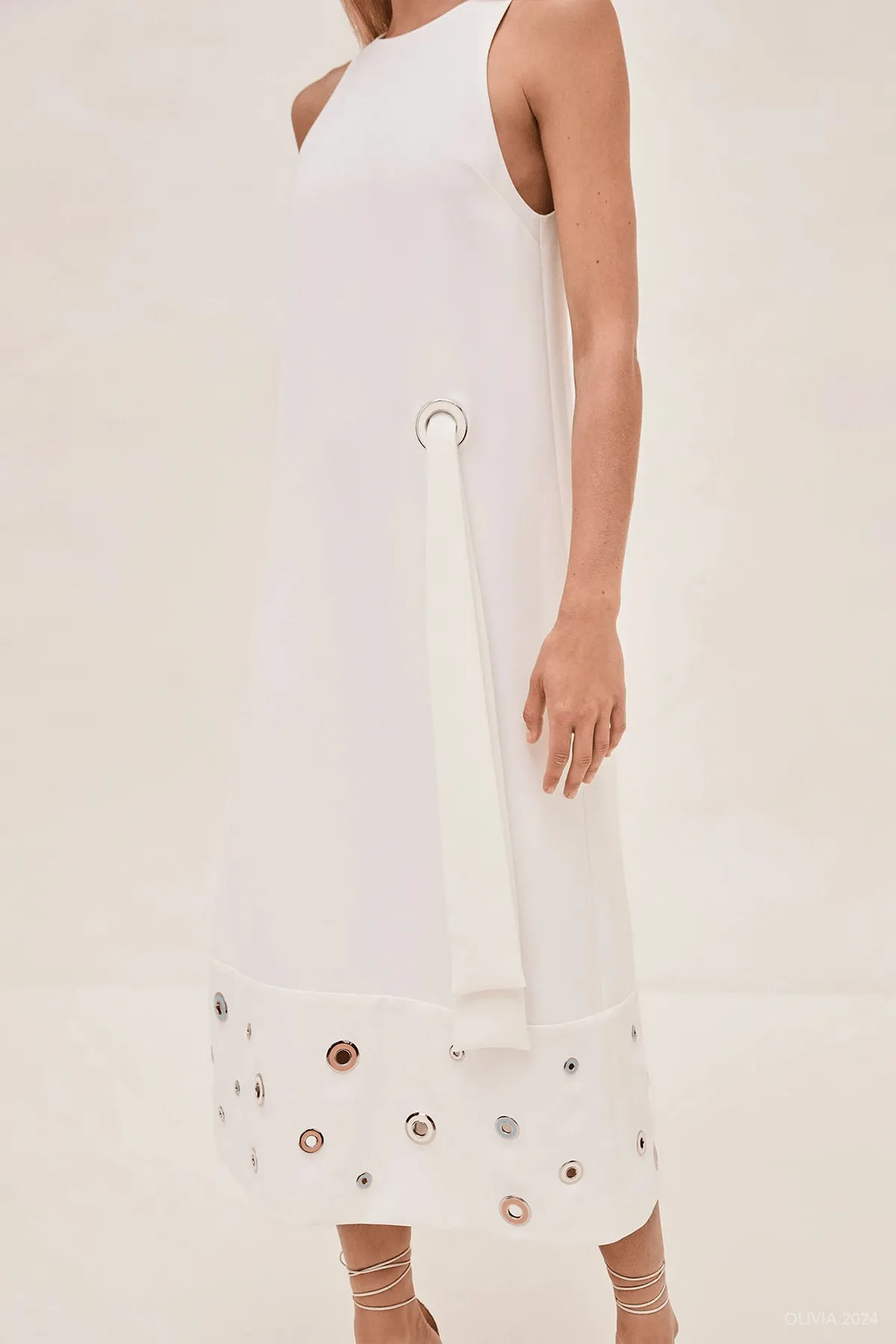 Delfin Midi Dress in Off-White