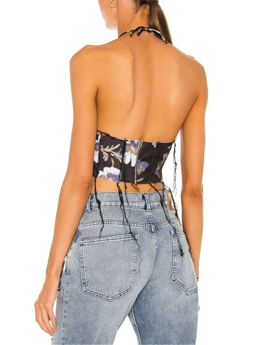 Distressed Cutout Halter Top