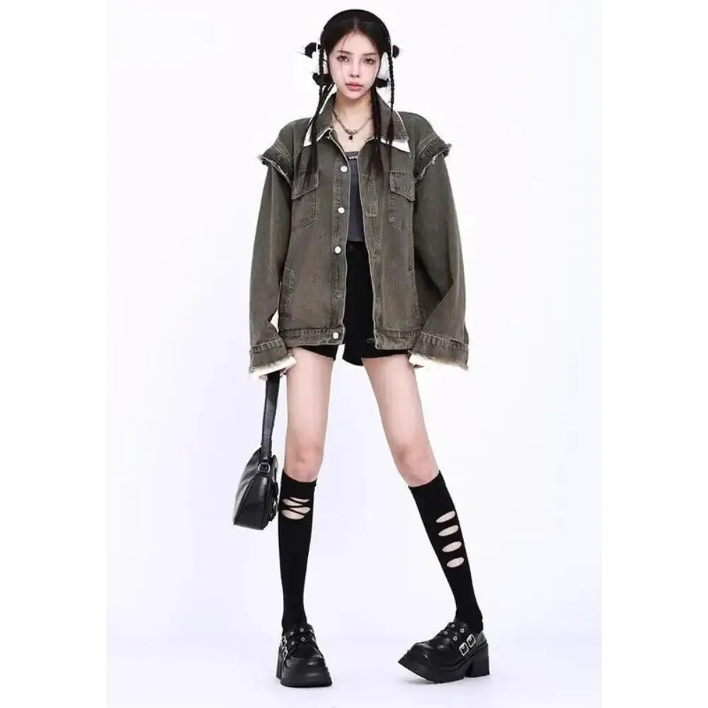 Distressed Oversized Denim Jacket for a Rugged Urban Look