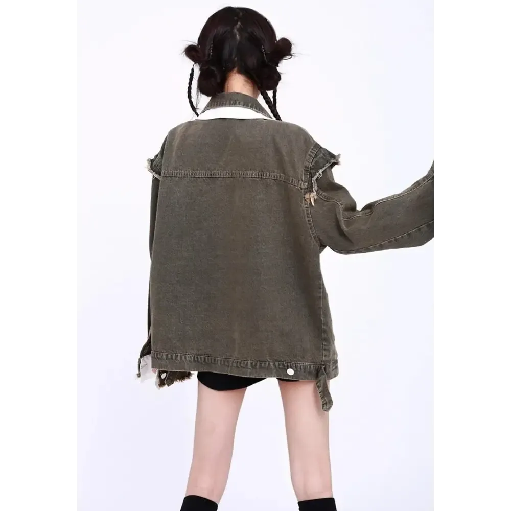 Distressed Oversized Denim Jacket for a Rugged Urban Look