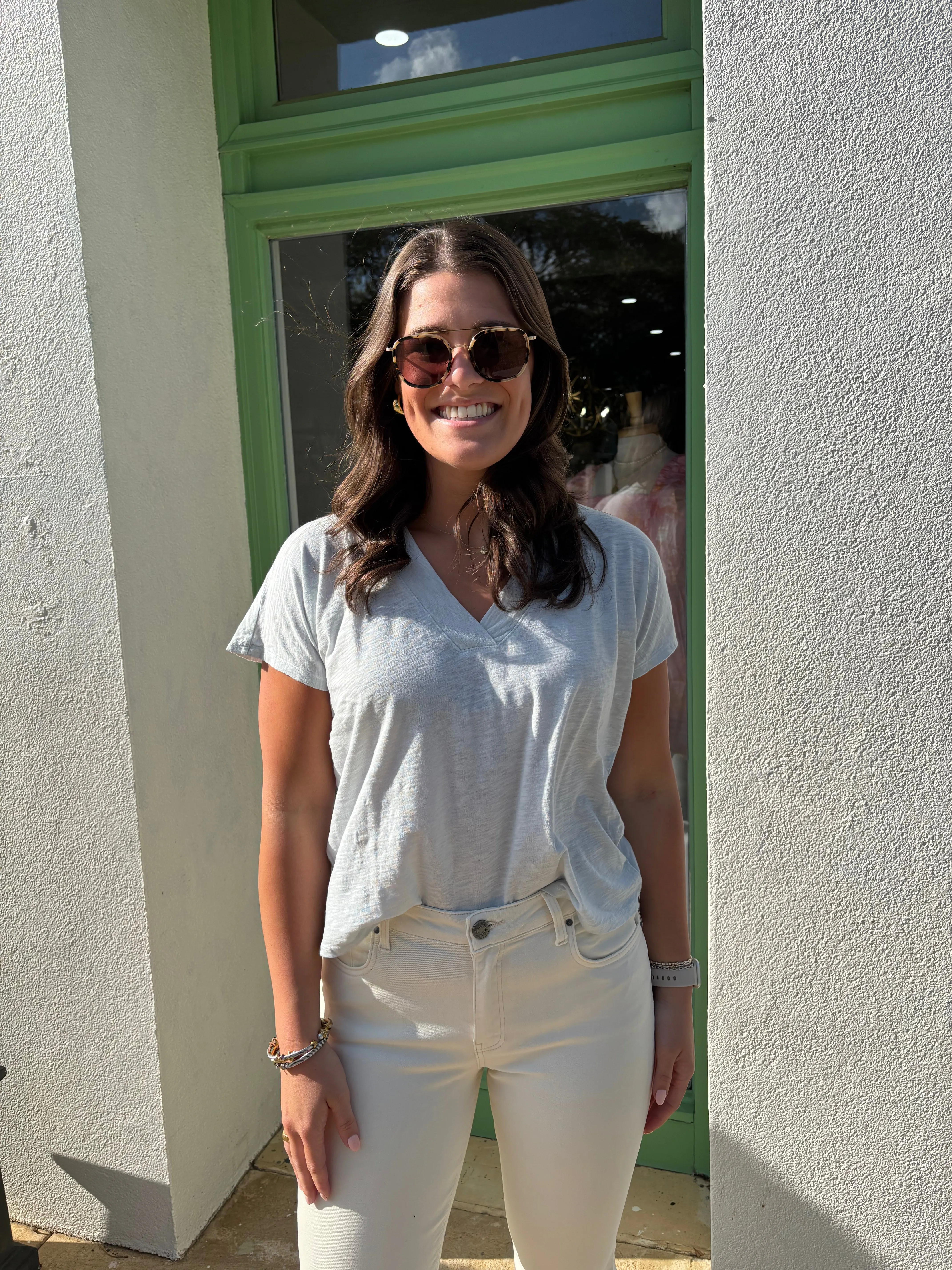 Dolman V Neck Powder Blue