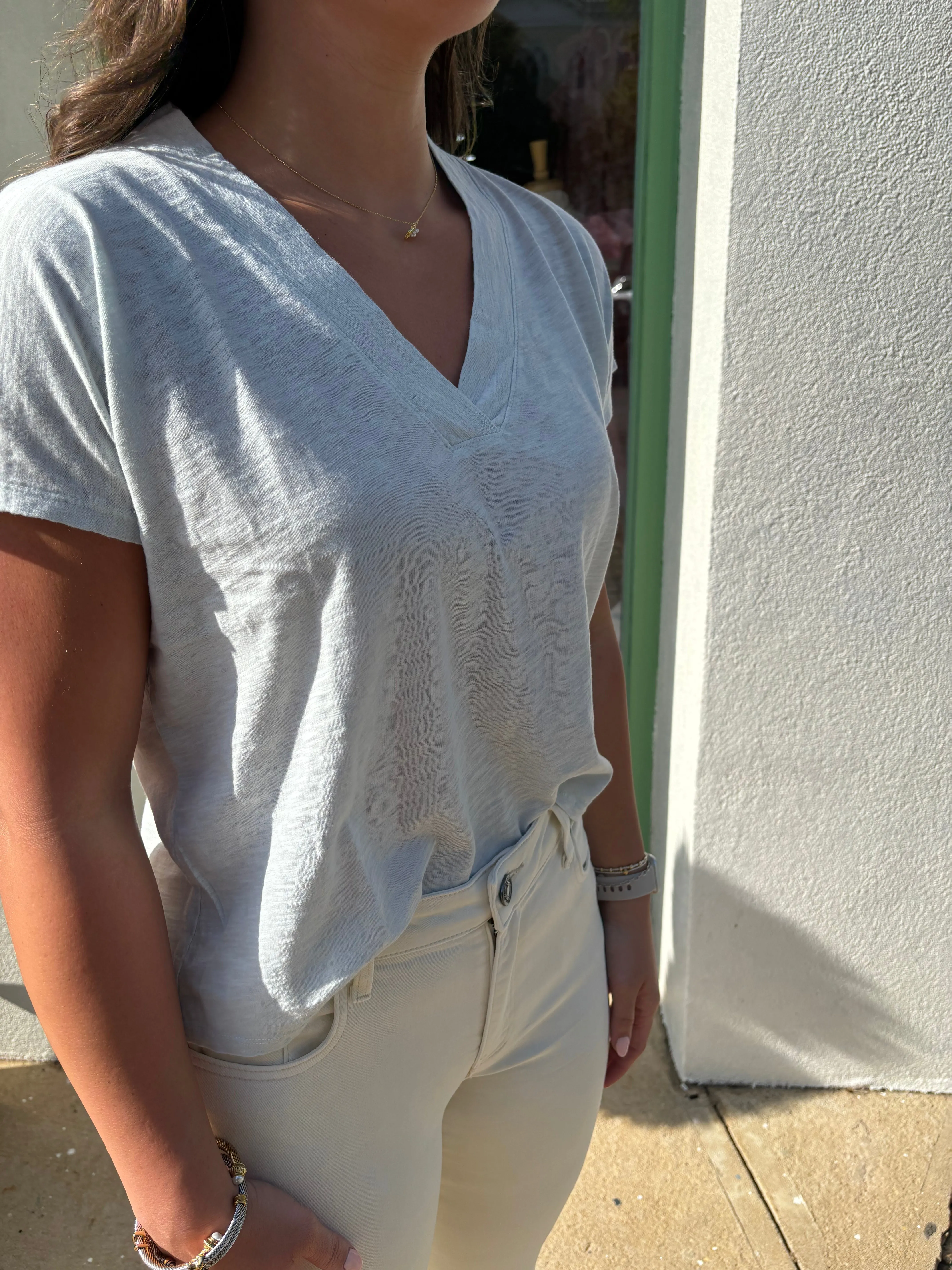 Dolman V Neck Powder Blue