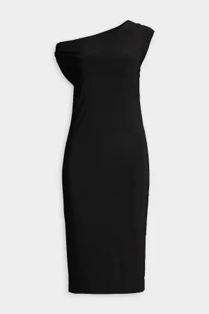 Drop Shoulder Dress in Black