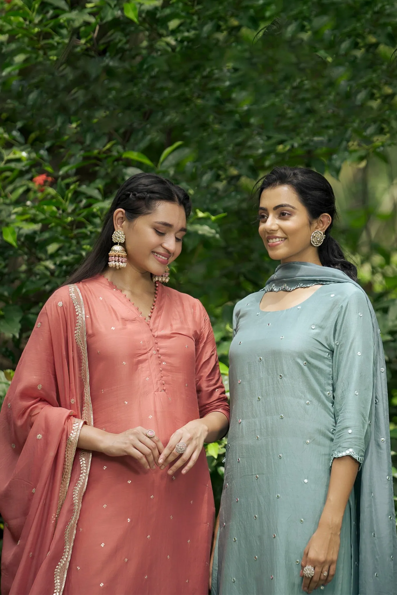 Dusty Green Royal Viscose Muslin Straight Kurta Suit Set.