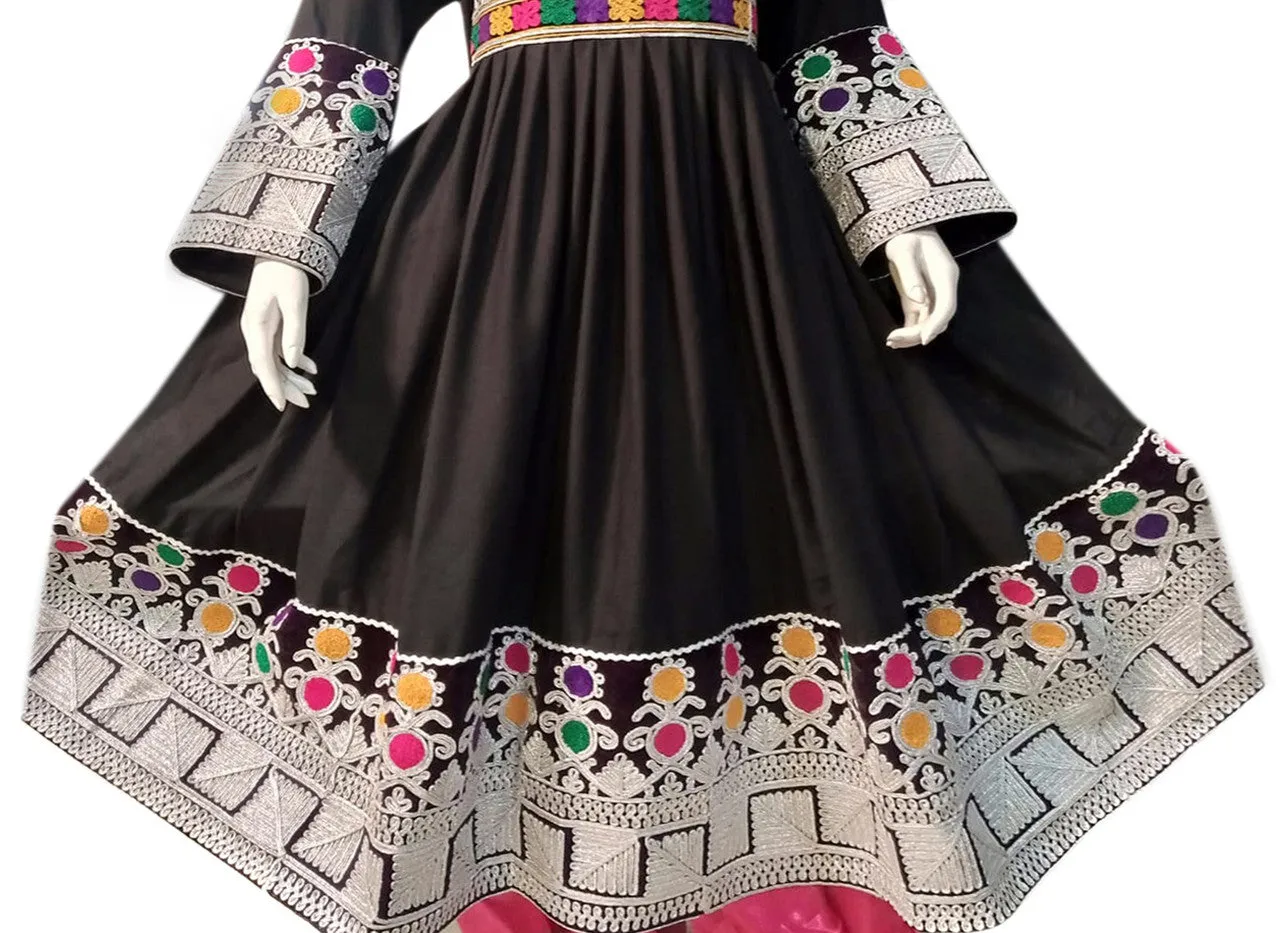 Elegant Afghan Black Dress
