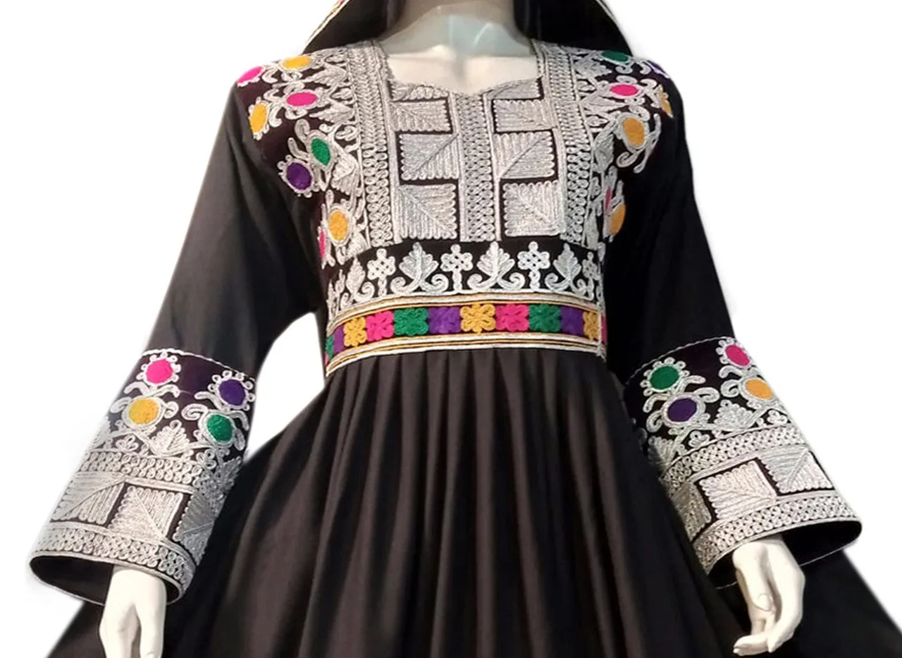 Elegant Afghan Black Dress