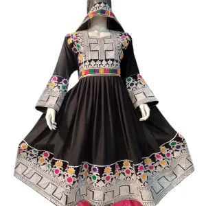 Elegant Afghan Black Dress