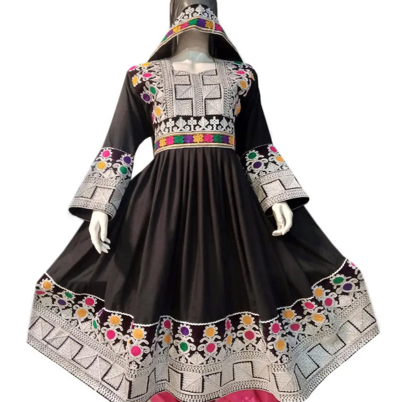 Elegant Afghan Black Dress