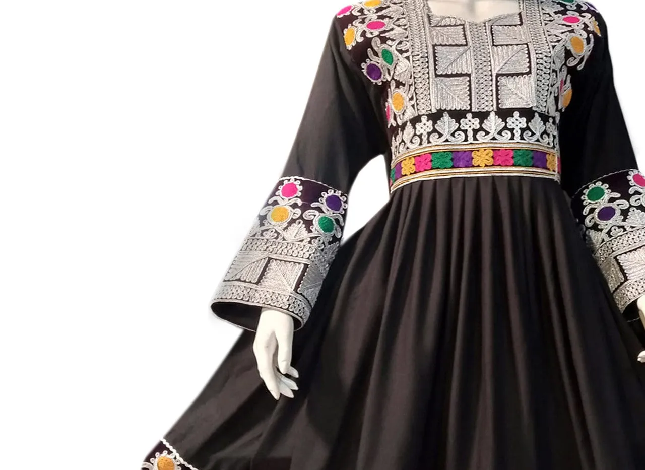 Elegant Afghan Black Dress