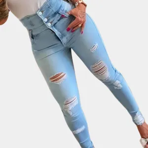 Elizabete - Torn high-waisted jeans for women