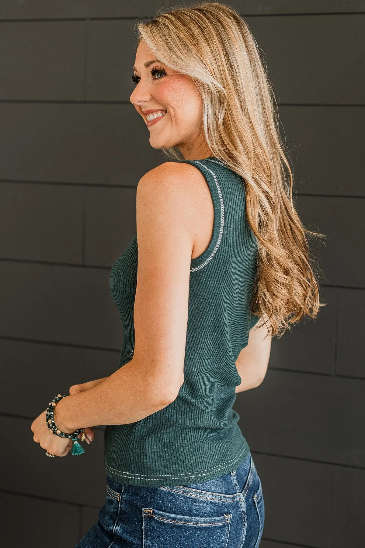 Embrace Your Love V-Neck Tank- Dark Teal