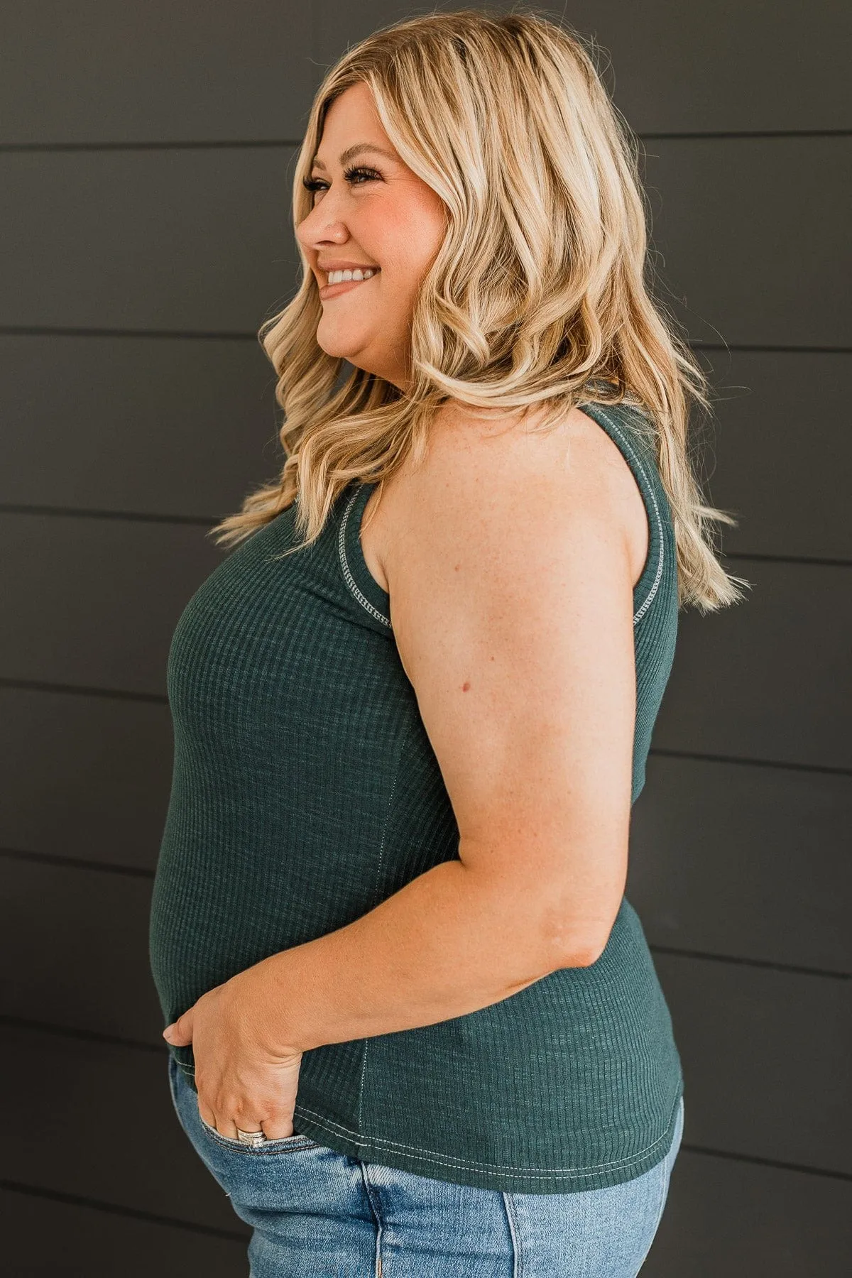 Embrace Your Love V-Neck Tank- Dark Teal