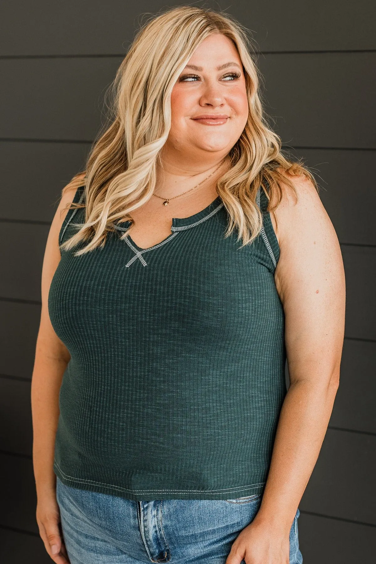 Embrace Your Love V-Neck Tank- Dark Teal
