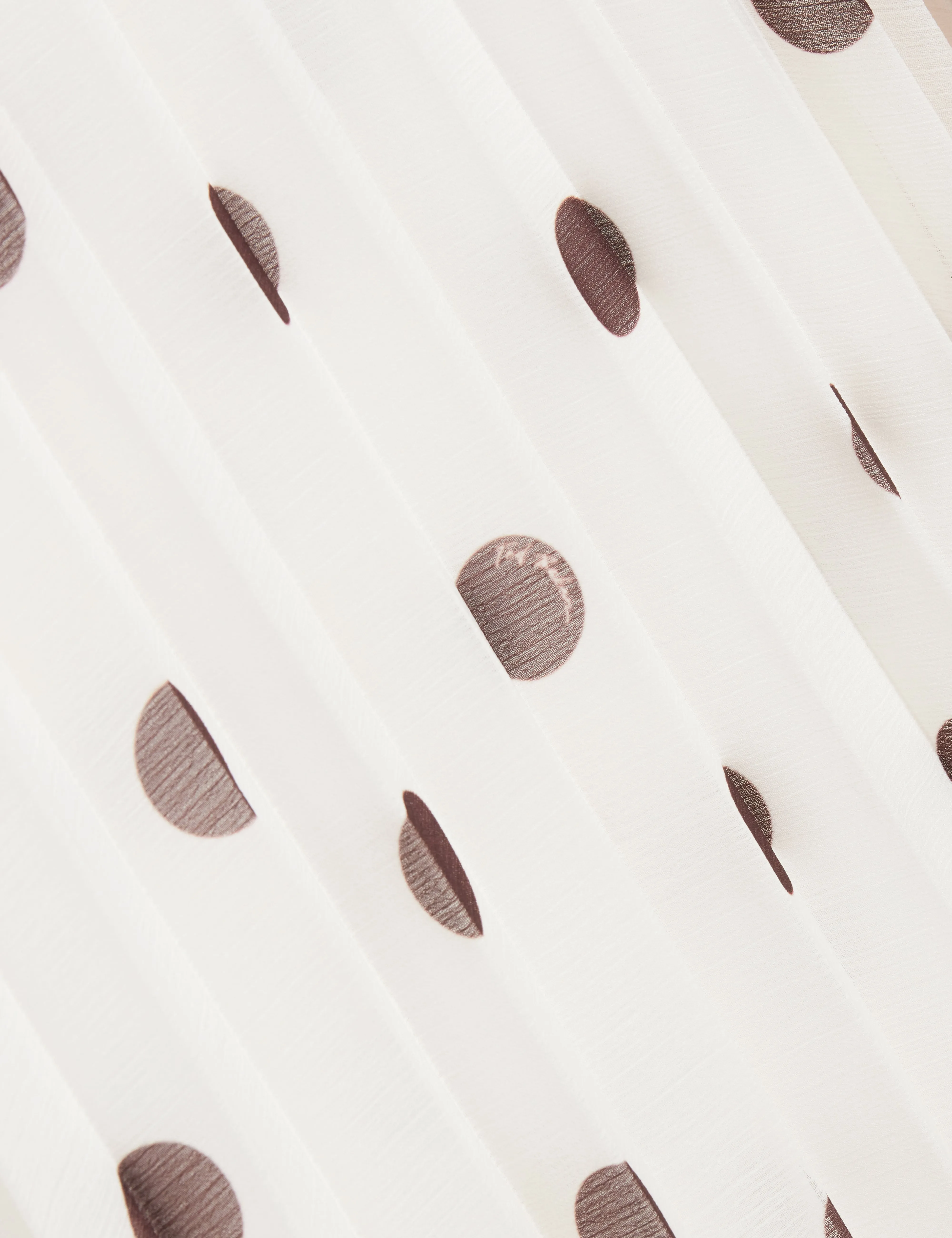 Ereo Polka Dot Pleated Midi Skirt Ivory
