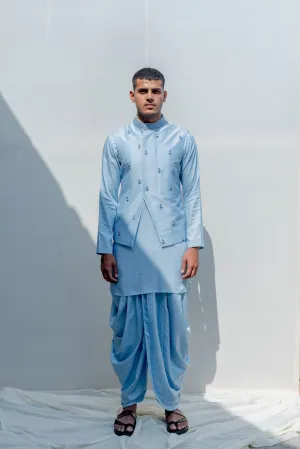 Esteem - Light Blue Floral Embroidered Jacket with Kurta Set