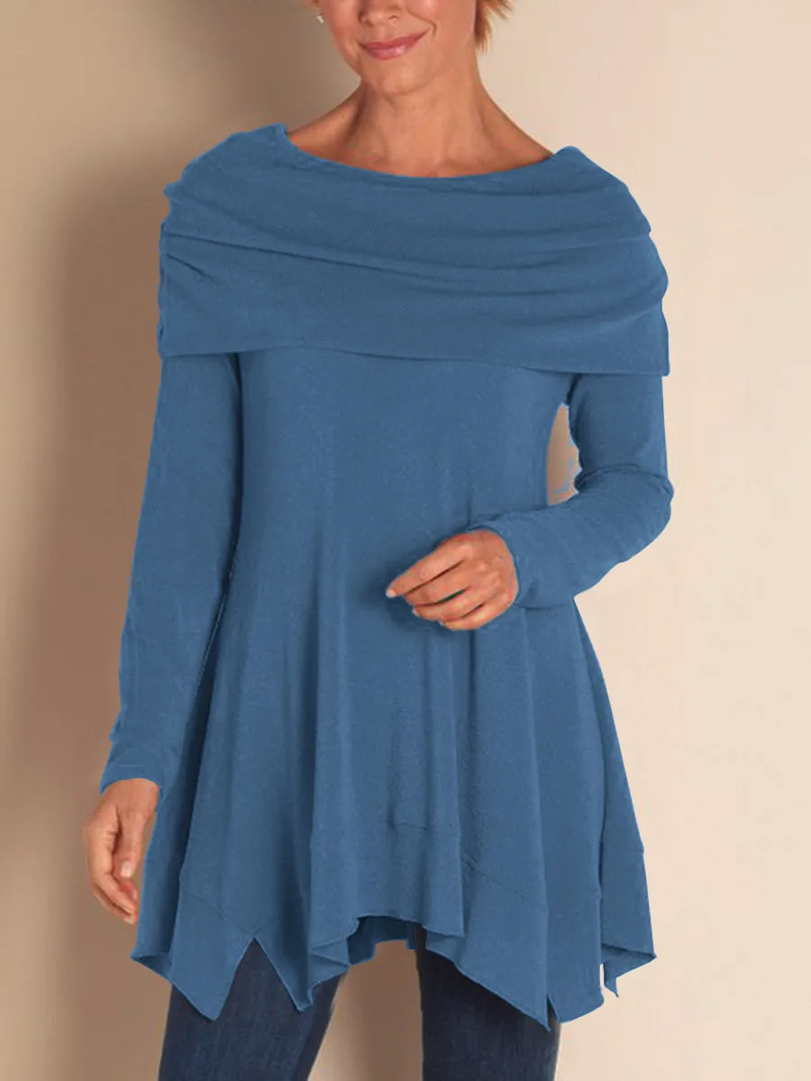 Fashion Simple Skirt Round Neck Long Sleeve Top