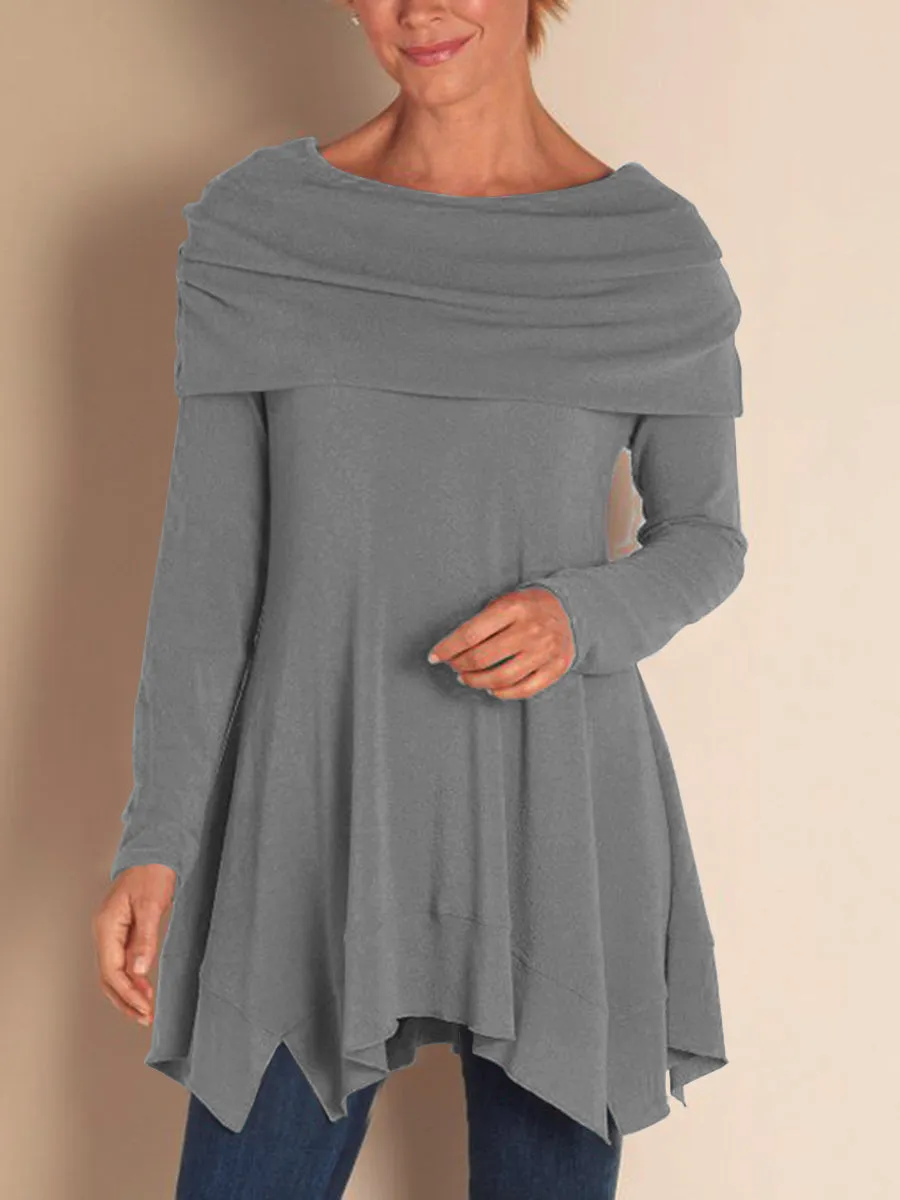 Fashion Simple Skirt Round Neck Long Sleeve Top