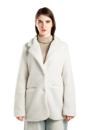 Faux Fur Teddy Oversized Jacket in Ecru By RUW