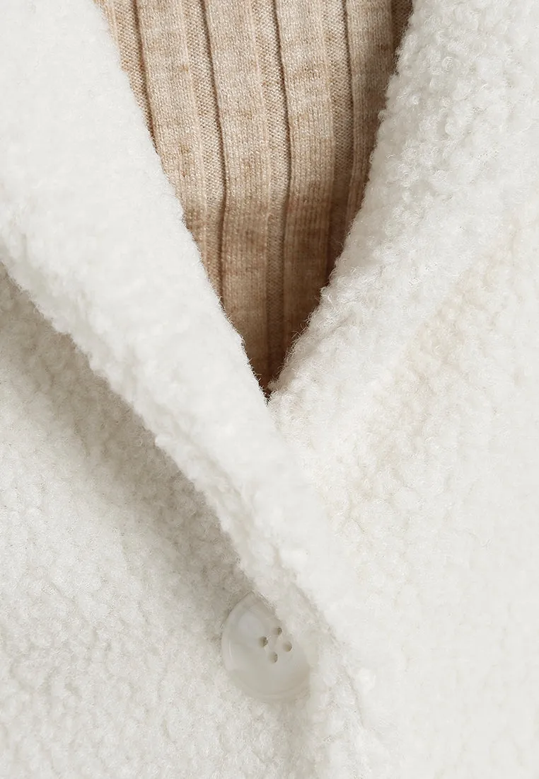 Faux Fur Teddy Oversized Jacket in Ecru By RUW