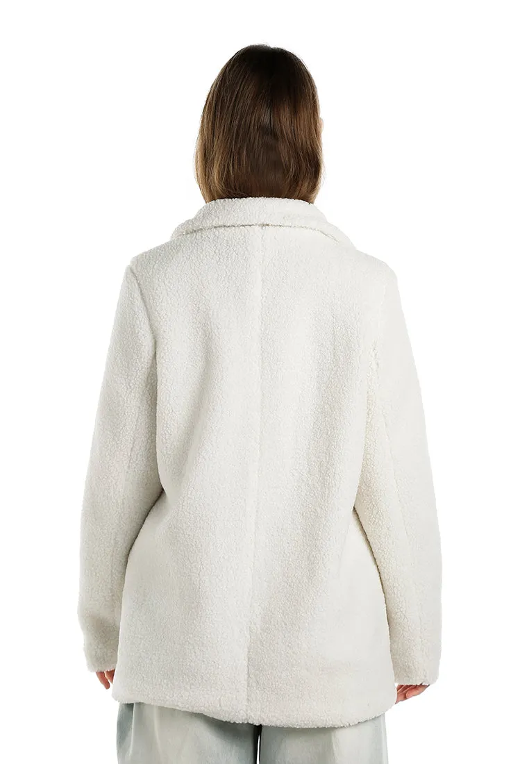 Faux Fur Teddy Oversized Jacket in Ecru By RUW