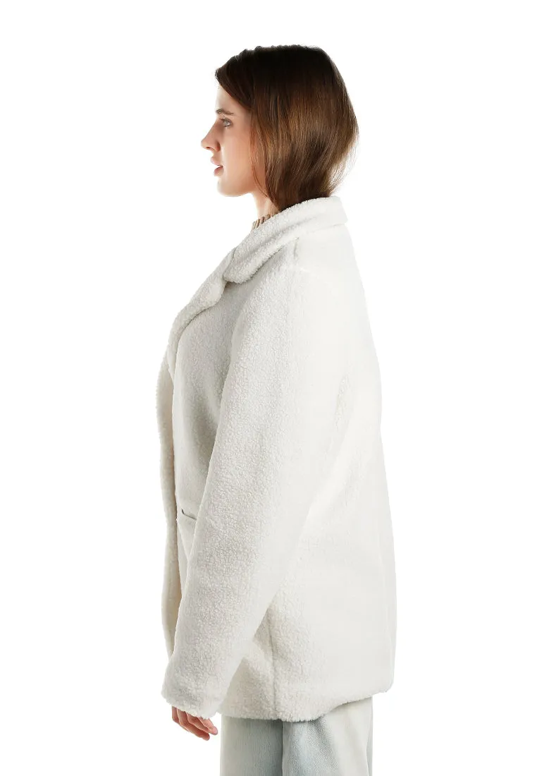 Faux Fur Teddy Oversized Jacket in Ecru By RUW