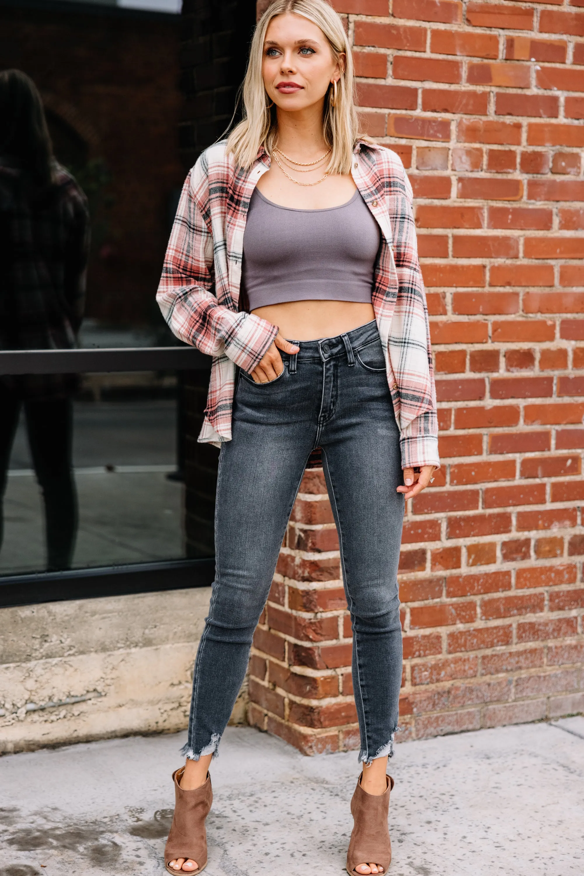 Feeling Confident Graphite Gray Crop Cami