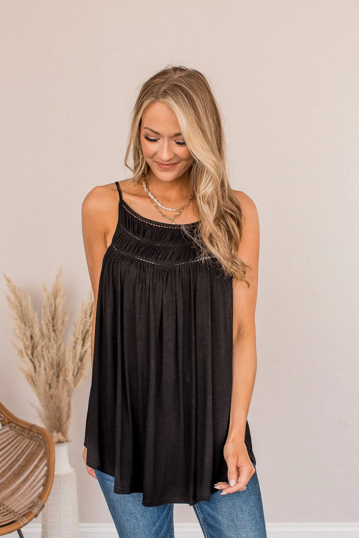 Festival Memories Crochet Tank- Black